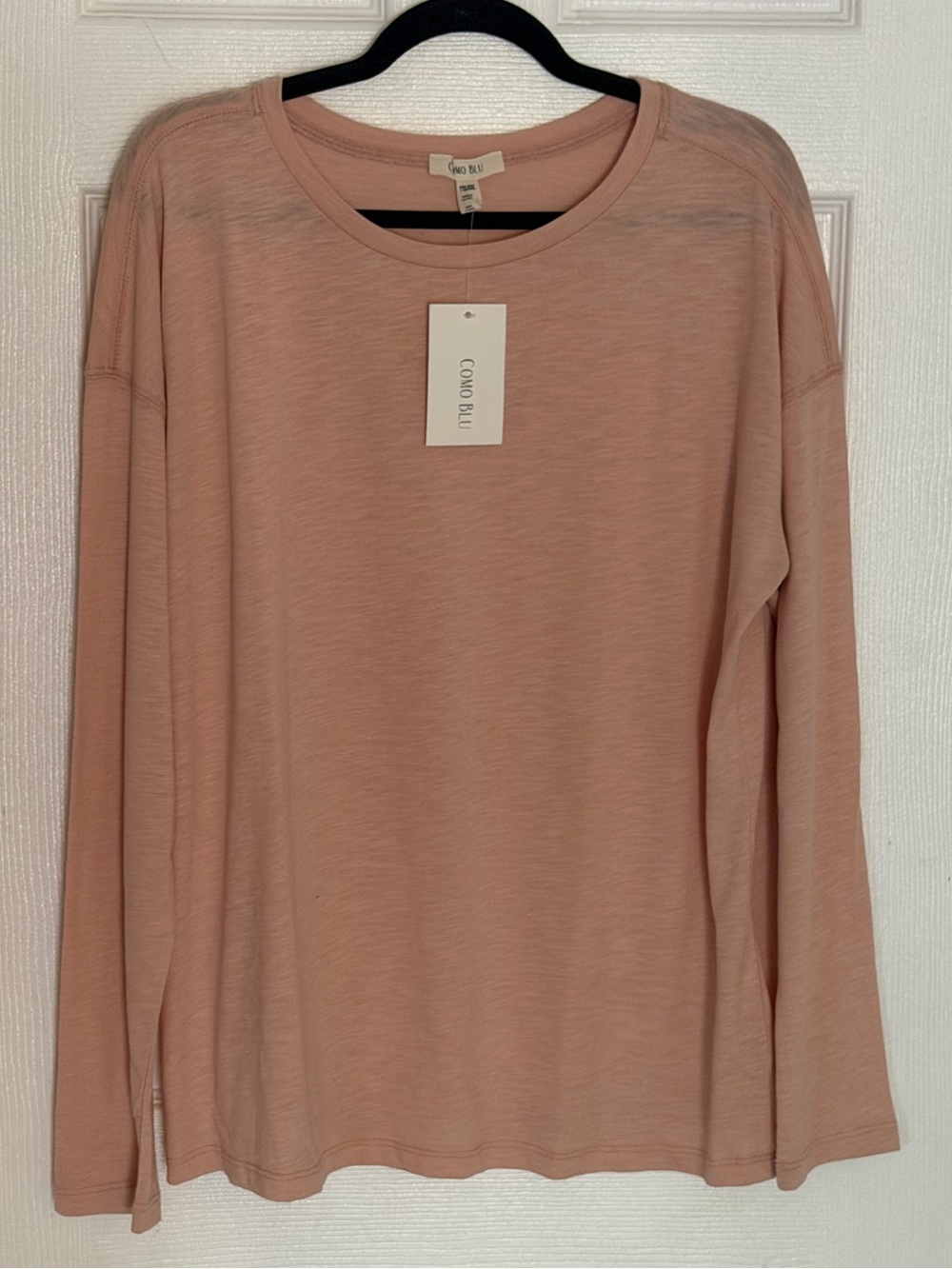 Como Blu Women's Long Sleeve Crewneck Top - Blush Pink XXL